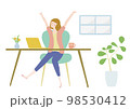 在宅ワークで一息つく女性 98530412