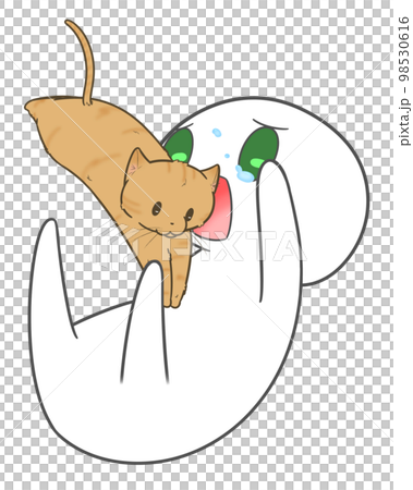 容赦なくお腹の上に降りる猫と飼い主 98530616