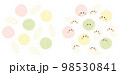 丸く並べた4色のひなあられ　顔ありと顔なし 98530841