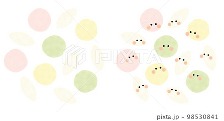 丸く並べた4色のひなあられ　顔ありと顔なし 98530841