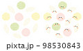 丸く並べた4色のひなあられ　顔ありと顔なし 98530843