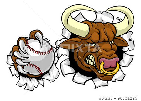 Bull Minotaur Longhorn Cow Baseball Mascot Cartoon Bull Minotaur Longhorn Cow Baseball Mascot Cartoon 98531225