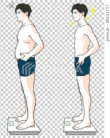 Before and after diet men's illustration 1 Before and after diet men's illustration 1 98531717