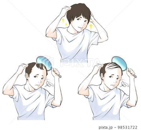 手鏡で薄毛を確認する男性のイラスト 98531722