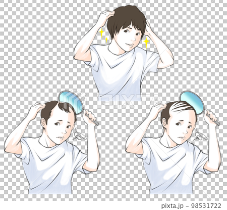 手鏡で薄毛を確認する男性のイラスト 98531722