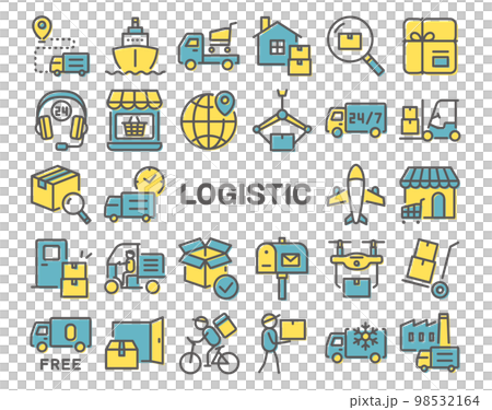 ロジスティック カラフルなラインアイコンセット ロジスティック カラフルなラインアイコンセット 98532164