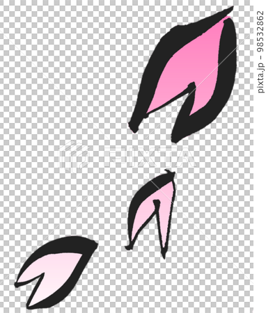 可愛いサクラの花びらが散る 筆書きイラスト デザイン 98532862