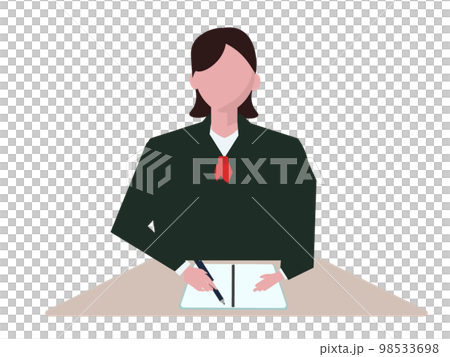 A student in uniform studying at a desk. gakuran, student A student in uniform studying at a desk. gakuran, student 98533698