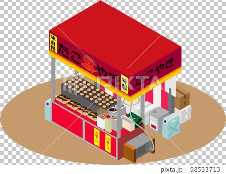 Isometric takoyaki stall illustration 98533713