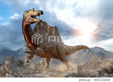 Spinosaurus from the Cretaceous era 3D illustration	 98533840