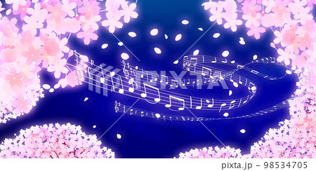 夜桜　桜まつり　背景素材 98534705