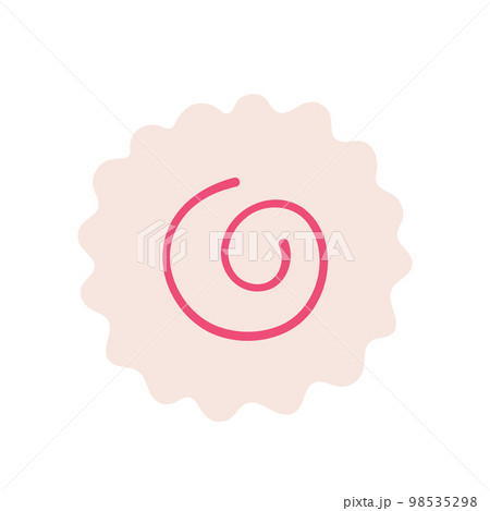 Narutomaki. Kamaboko. Cured fish cake with a pink swirl. Japanese food. Hand-drawn colored flat vector illustration isolated on white background. Narutomaki. Kamaboko. Cured fish cake with a pink swirl. Japanese food. Hand-drawn colored flat vector illustration isolated on white background. 98535298