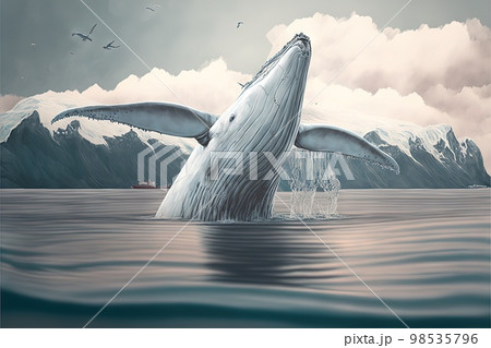 Humpback white Whale illustration generative ai 98535796