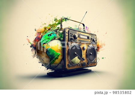 world radio day poster design abstract illustration generative ai 98535802
