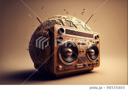 world radio day poster design abstract illustration generative ai 98535803