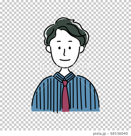 ネクタイをした黒髪でくせ毛の男性のアイコン 98536040