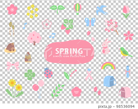 Spring simple illustration icon set / Normal / Cherry blossoms, flowers, nature, plants, animals Spring simple illustration icon set / Normal / Cherry blossoms, flowers, nature, plants, animals 98536094