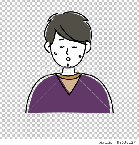 An icon in which a man with a stylish beard has a stomachache 98536127