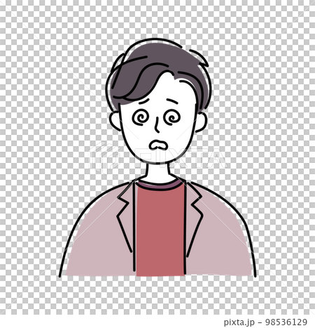 一個穿著夾克的令人耳目一新的男人翻著白眼的偶像 98536129