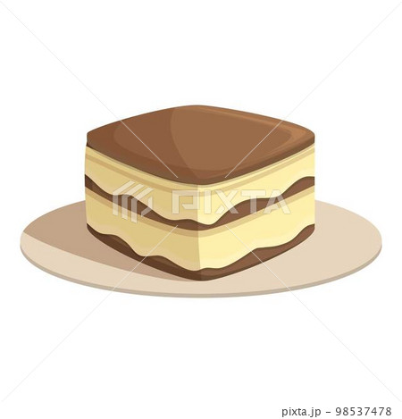 Funny tiramisu icon cartoon vector. Cake food. Biscuit plate Funny tiramisu icon cartoon vector. Cake food. Biscuit plate 98537478