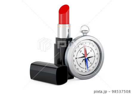 Lipstick with compass, 3D rendering Lipstick with compass, 3D rendering 98537508