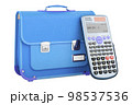 Schoolbag with scientific calculator, 3D rendering 98537536