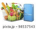 Shopping  full of grocery products with refrigerator, 3D rendering 98537543
