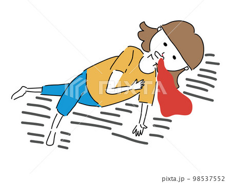 爆死心労した女性の全身イラスト素材 98537552