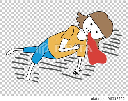 爆死心労した女性の全身イラスト素材 98537552