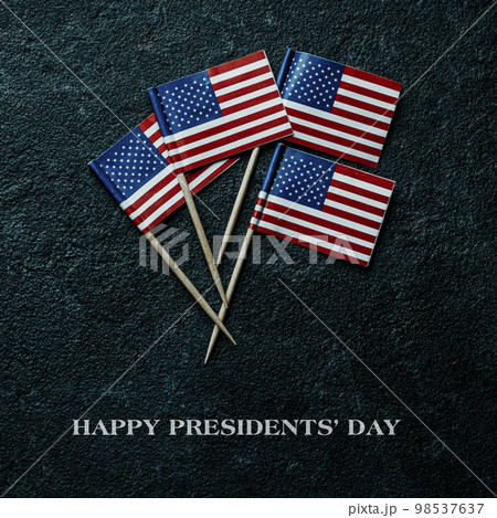text happy presidents day and american flags 98537637