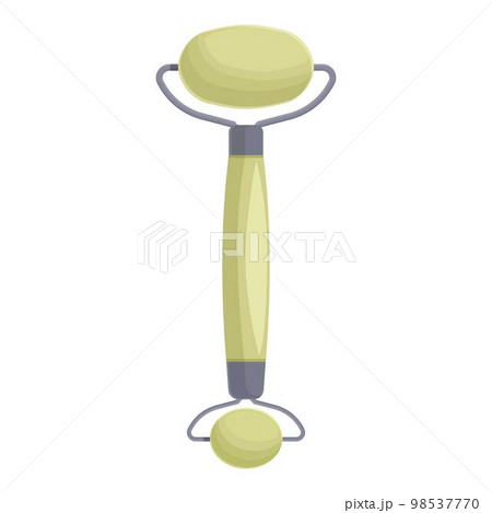 Gold facial roller icon cartoon vector. Face skin. Cosmetic stone 98537770