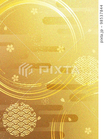 筆桜模様金箔背景_縦1609 98537844