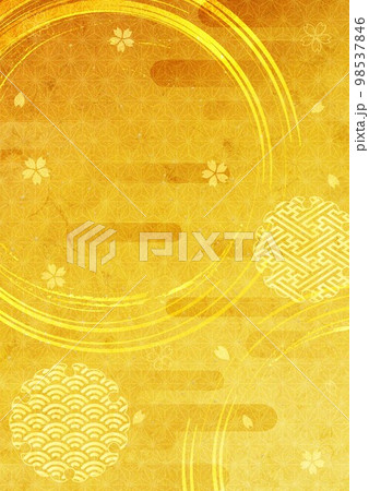 筆桜模様金箔背景_縦1608 98537846