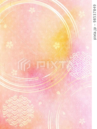 筆模様ピンク和紙背景_縦1605 98537849