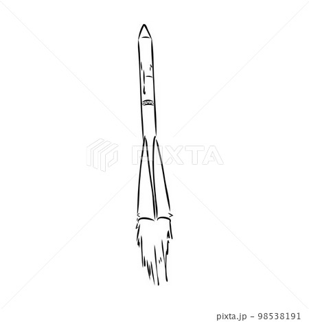 Hand drawn illustration of a geometric space shuttle. Design in dot art style with engraved elements. Sketch isolated on vintage background. Space rocket launch. Concept for start up, release etc. Hand drawn illustration of a geometric space shuttle. Design in dot art style with engraved elements. Sketch isolated on vintage background. Space rocket launch. Concept for start up, release etc. 98538191