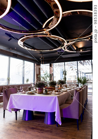 food and drinks on the table in the restaurant on the wedding day luxury 98538393