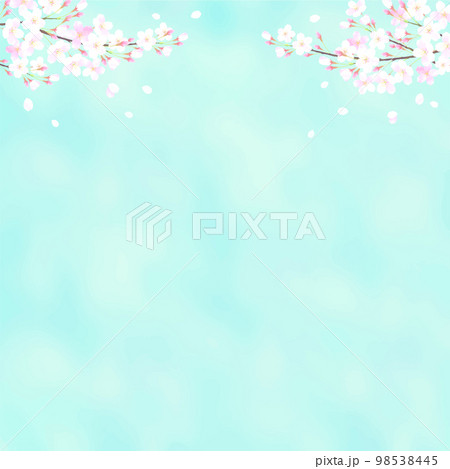 青空と桜の水彩タッチのベクターイラスト背景 青空と桜の水彩タッチのベクターイラスト背景 98538445