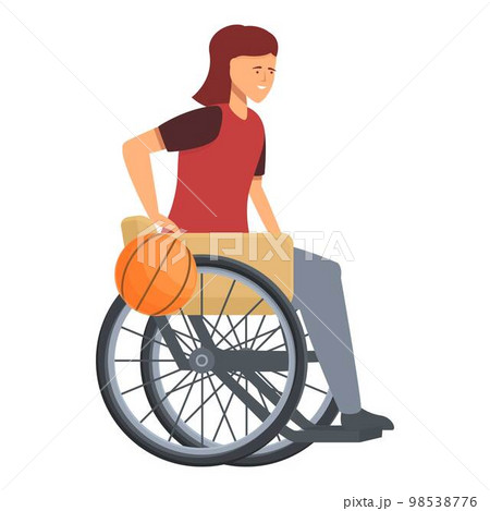 Girl wheelchair play icon cartoon vector. Physical sport. Person player Girl wheelchair play icon cartoon vector. Physical sport. Person player 98538776