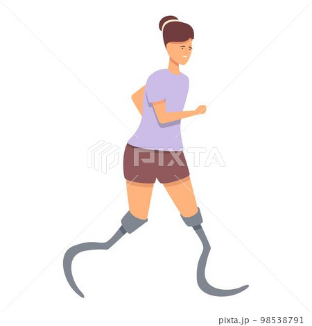 Sport walking icon cartoon vector. Disabled sport. Disabled exercise 98538791