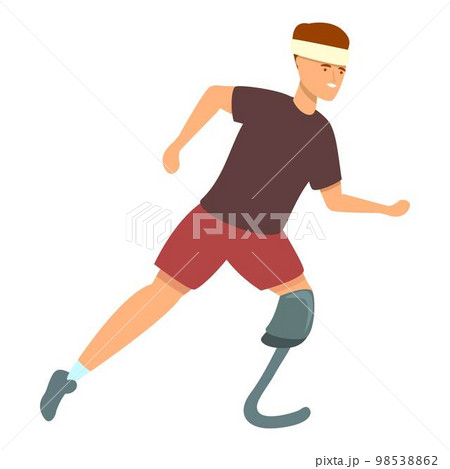 Disabled running sport icon cartoon vector. Athlete disability. Training exercise Disabled running sport icon cartoon vector. Athlete disability. Training exercise 98538862
