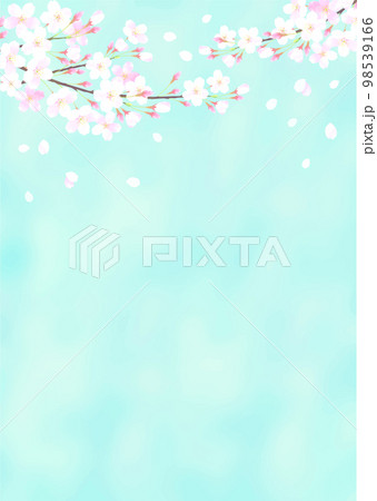 青空と桜の水彩タッチのベクターイラスト背景 98539166