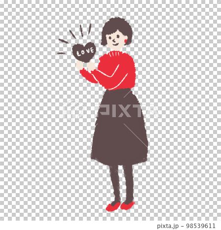 情人節/巧克力/巧克力/告白/LOVE/女人的插畫素材 98539611