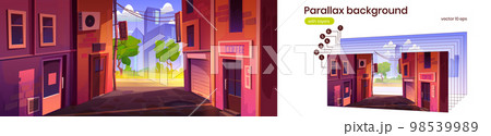 Parallax background with cityscape with alleyway 98539989