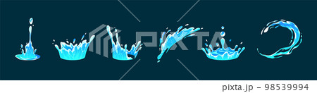 Liquid water splashes, falling aqua drops 98539994