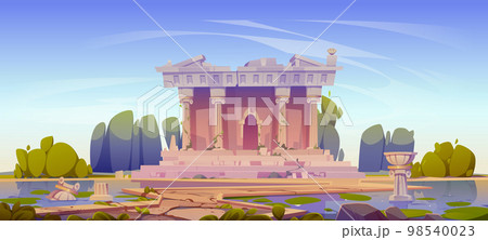 Ruined temple entwined with ivy vines, ruins Ruined temple entwined with ivy vines, ruins 98540023
