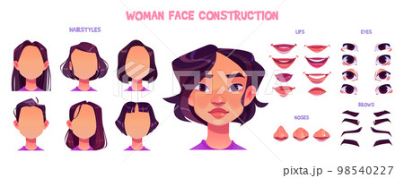 Asian girl face construction, avatar creation Asian girl face construction, avatar creation 98540227