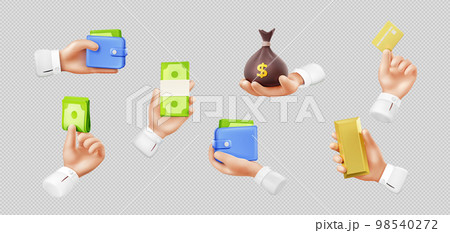 3d vector hand with money isolated set, payment 3d vector hand with money isolated set, payment 98540272