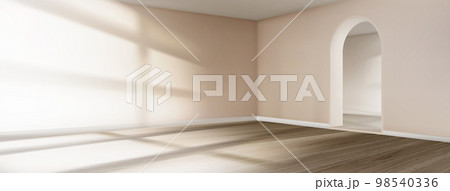 Empty room interior with arch entrance 98540336