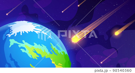 Many asteroids flying towards Earth in outer space 98540360