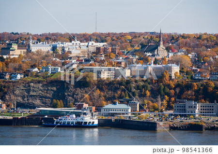 Levis city autumn landscape view. Fall foliage season in Quebec, Canada. 98541366